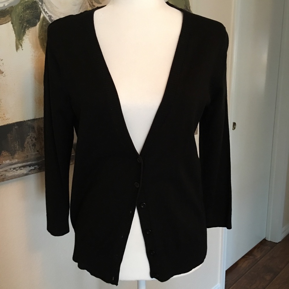 August silk black v neck cardigan